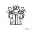gift box with bow tattoo design idea