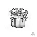 gift box with bow tattoo design idea