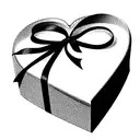 heart shape gift box with bow tattoo design idea