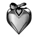 heart shape gift box with bow tattoo design idea