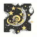 question mark inside stars tattoo design idea