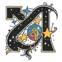 question mark inside stars tattoo design idea