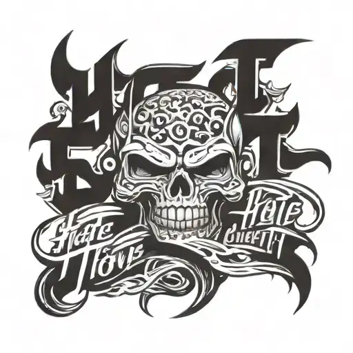 hate it or love it lettering, with something that represents 50 cent  tattoo design idea