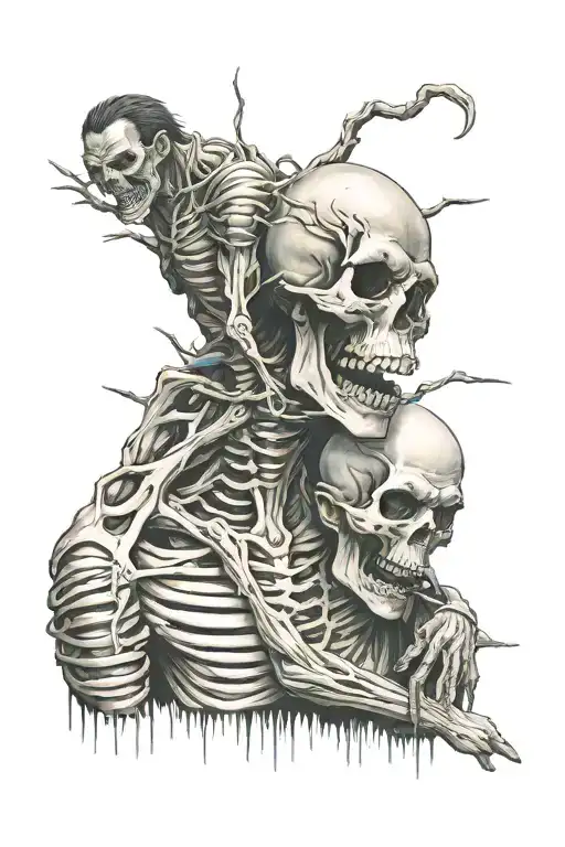 death monster jail innocent man split personality anger issues die for love tattoo design idea