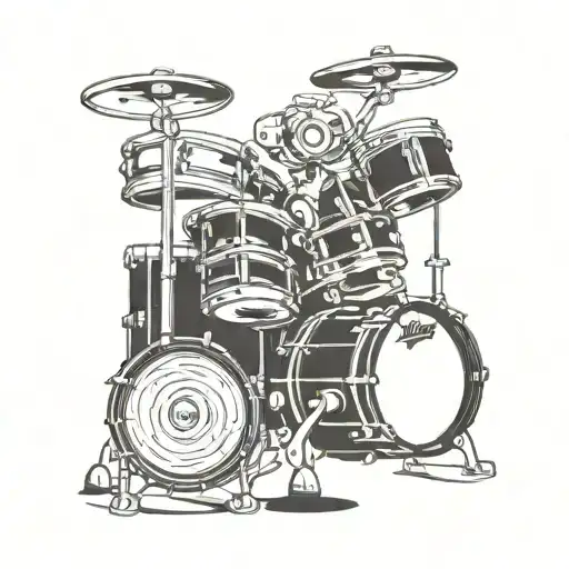 Incorporate a Harley-Davidson motorcycle and drum set intertwined in a dynamic composition tattoo design idea