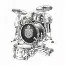 Incorporate a Harley-Davidson motorcycle and drum set intertwined in a dynamic composition tattoo design idea