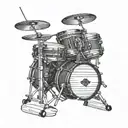 Incorporate a Harley-Davidson motorcycle and drum set intertwined in a dynamic composition tattoo design idea