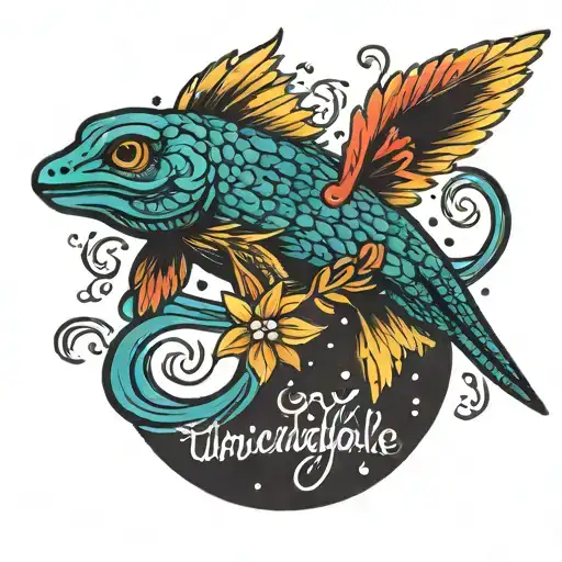 comet with brightly coloured tail and the word "unbreakable". written through the tail  tattoo design idea