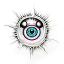 eyeball  inside the pupil moon and stars  love a skull with flowers in eye socke tattoo design idea