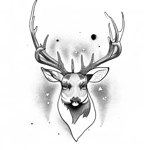 deer head , Life is infinite tattoo design idea