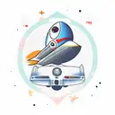 car with rocket tattoo design idea