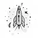 car with rocket tattoo design idea