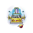 car with rocket tattoo design idea