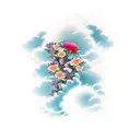 flowers and clouds combining on sleeve  tattoo design idea