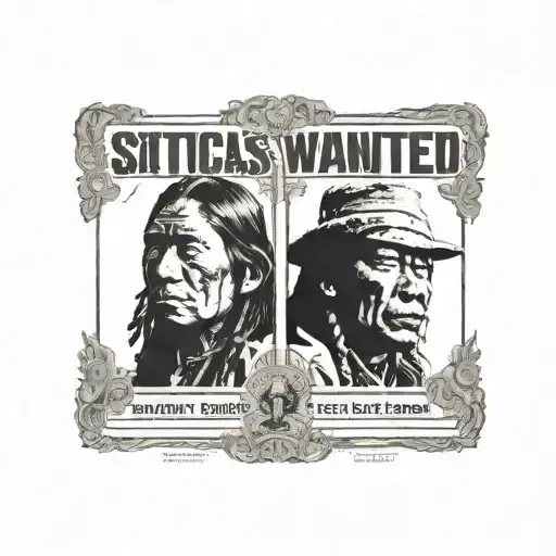 two wanted posters of sittingbull and redcloud facing each other with "Americas original Gangsters" above it tattoo design idea