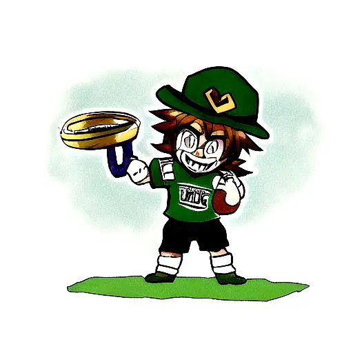 leprechaun, football, champion, trophy tattoo design idea