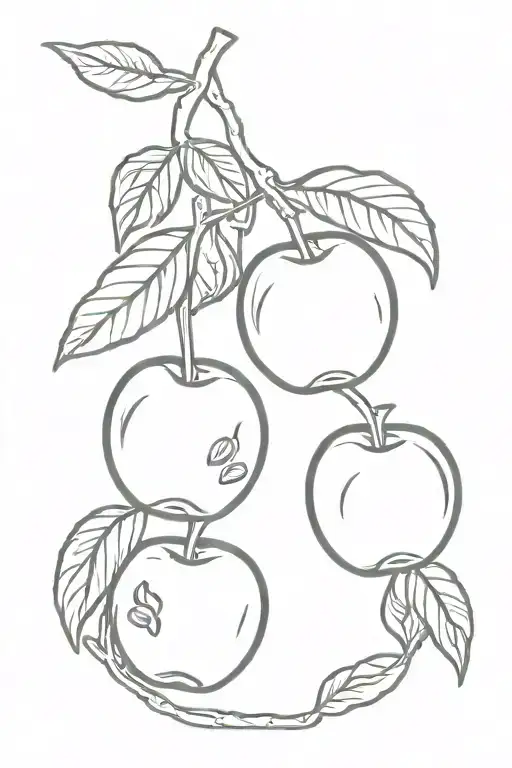 apples with pecans on a branch tattoo design idea