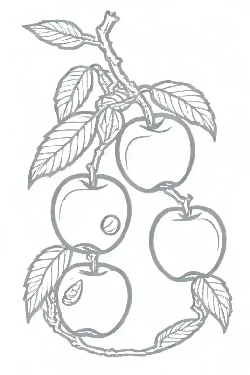 apple branch blended  with pecan branch tattoo design idea