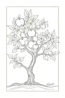 apple tree intertwined with pecan tree tattoo design idea