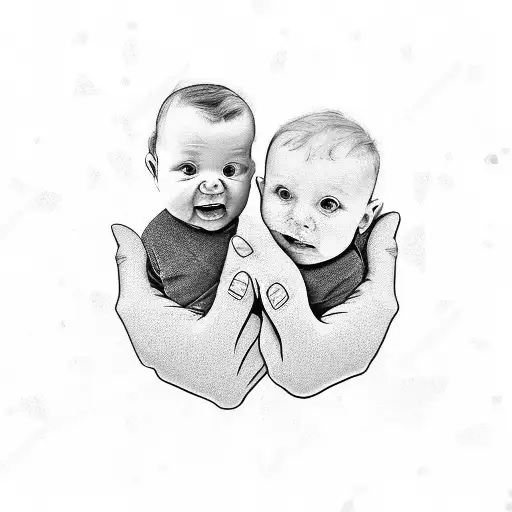 grandparent holding child's hand tattoo design idea