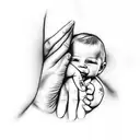 grandparent holding child's hand tattoo design idea