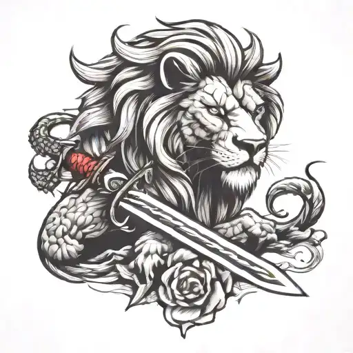 lion claw sword tattoo design idea