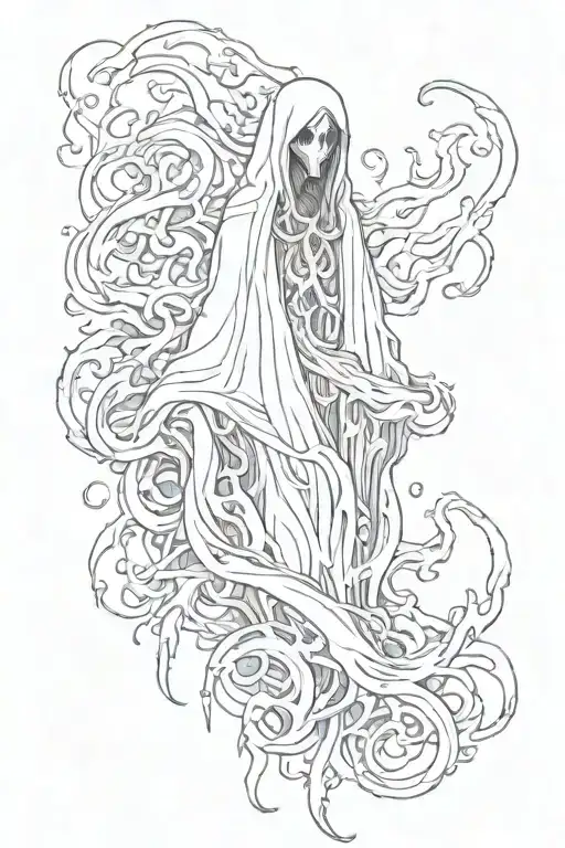 haunting ghost tattoo design idea