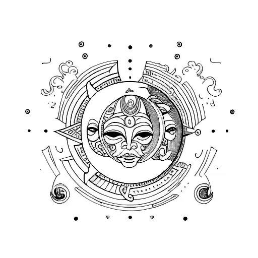 sol y luna tattoo design idea