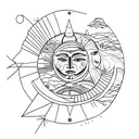 sol y luna tattoo design idea