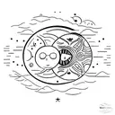 sol y luna tattoo design idea