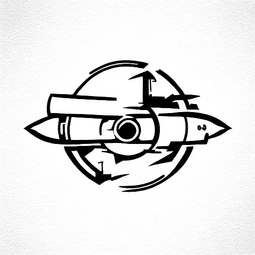 Arsenal canon with feminine design around it for inside bicep tattoo design idea