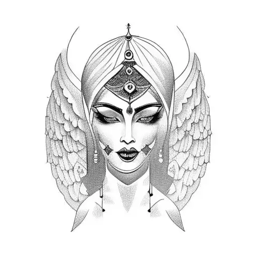 under chest tattoo 2 persian style old fashioned  angels tattoo design idea