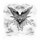 red, white, and blue eagle tattoo design idea