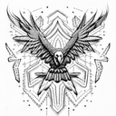 red, white, and blue eagle tattoo design idea