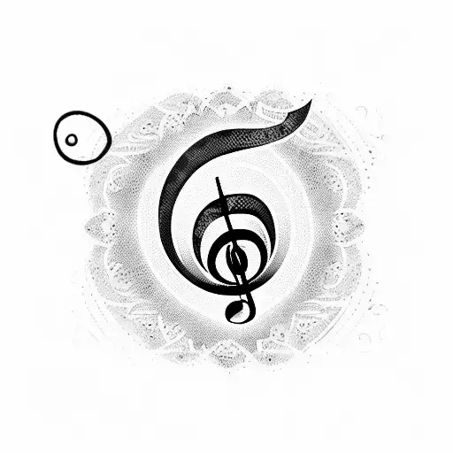 A blackwork tattoo of a music note transforming into a bird in flight tattoo design idea