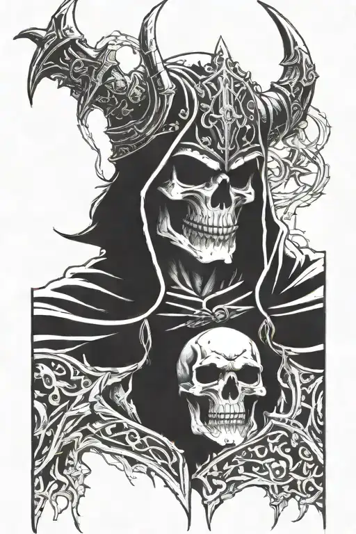 arthas lich king, skull, throne, frostmorn tattoo design idea