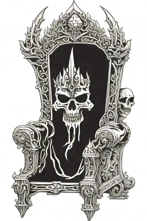 arthas lich king, skull, throne, frostmorn tattoo design idea