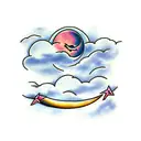 Moon with clouds tattoo design idea