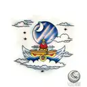 Moon with clouds tattoo design idea