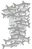 little sharks swimming  with water ripples tattoo design idea