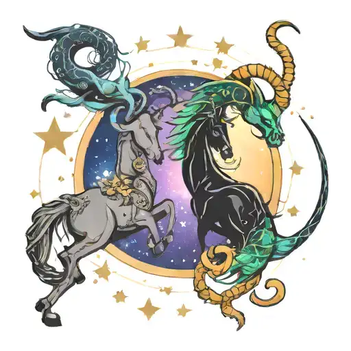 capricorn and scorpio constellation merging   tattoo design idea