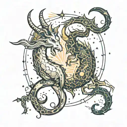 capricorn and scorpio constellation merging tattoo design idea