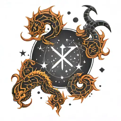 capricorn and scorpio constellation merging together tattoo design idea