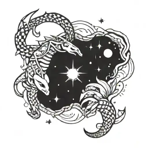 capricorn and scorpio constellation merging together tattoo design idea