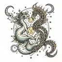 capricorn and scorpio constellation merging tattoo design idea