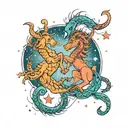 capricorn and scorpio constellation merging tattoo design idea