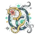 capricorn and scorpio constellation merging tattoo design idea