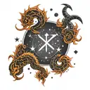 capricorn and scorpio constellation merging together tattoo design idea