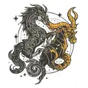 capricorn and scorpio constellation merging together tattoo design idea