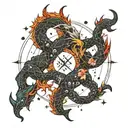 capricorn and scorpio constellation merging together tattoo design idea